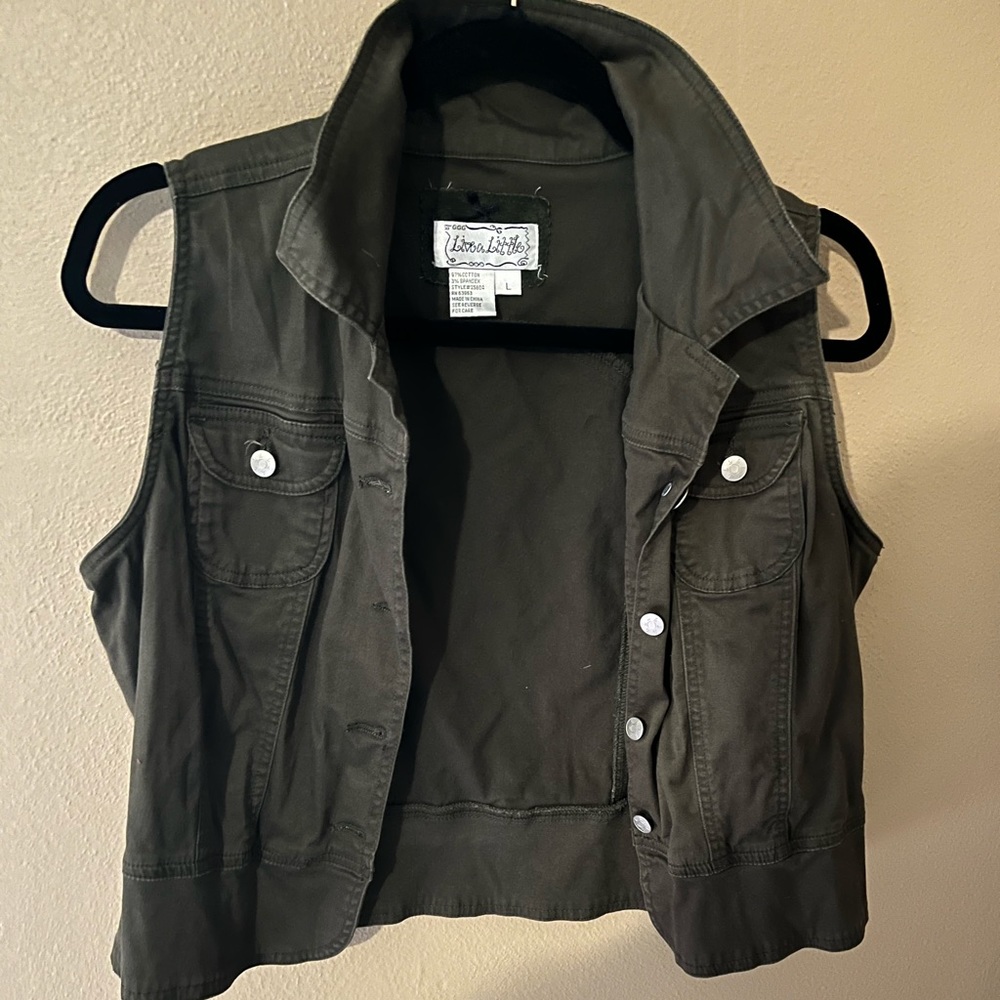 Live a little Olive Green Cropped Vest Size L